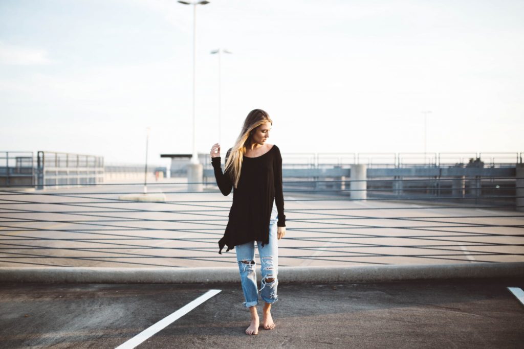 woman in parking garage